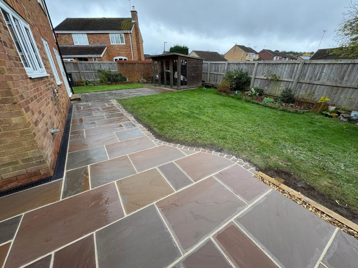 side view of huge patio installed